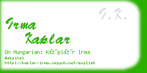 irma kaplar business card